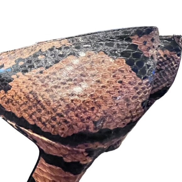 Bandolino Pumps Womens 8.5 Chunky Block Heel Square‎ Toe SNAKESKIN NIB Leather - Picture 2 of 10